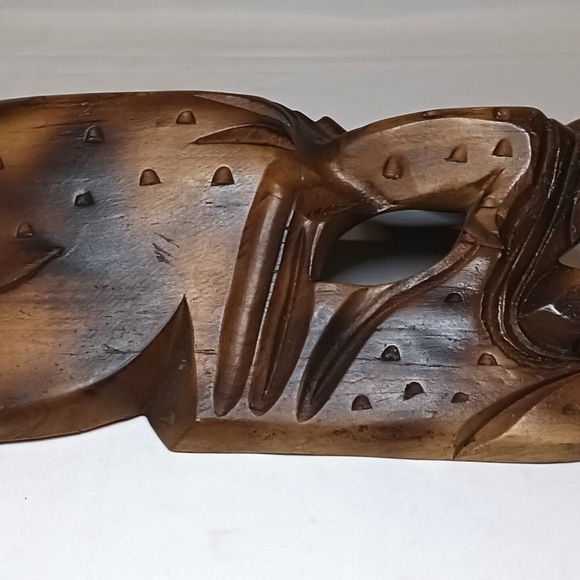 Vintage Wooden Tribal Mask MADE IN PHILIPPINES - Picture 5 of 8